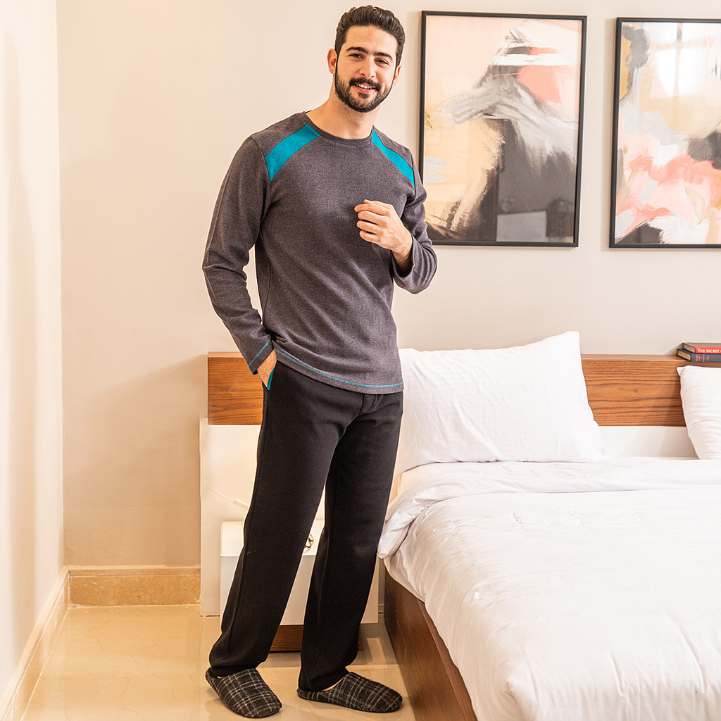 بيجاما رمادي ساده راوند