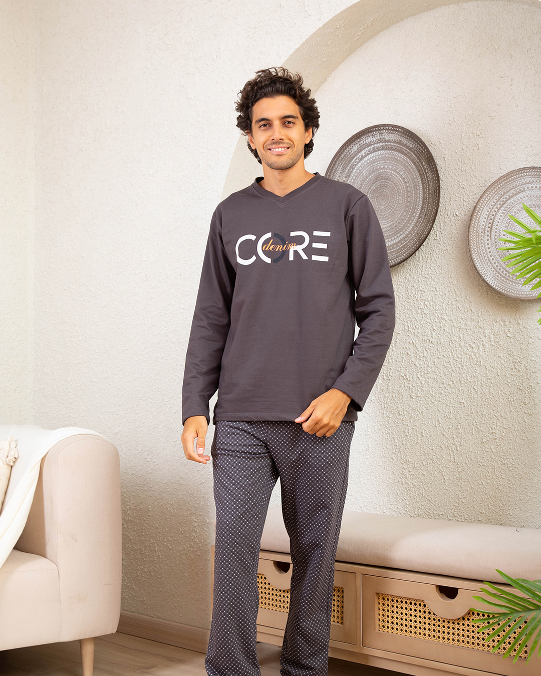 Melton Printed V Diamond Pajama Pants for Men