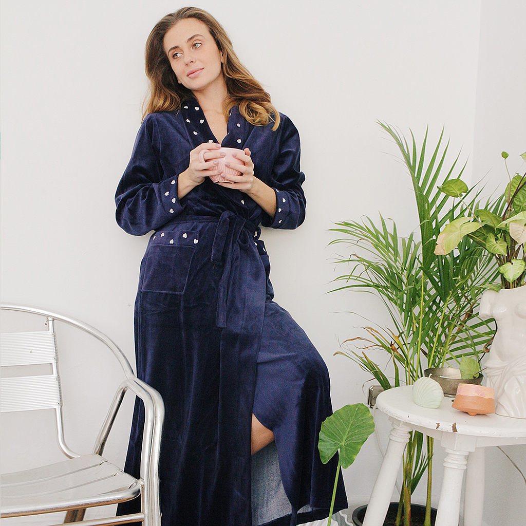 Women's robe, plush hearts