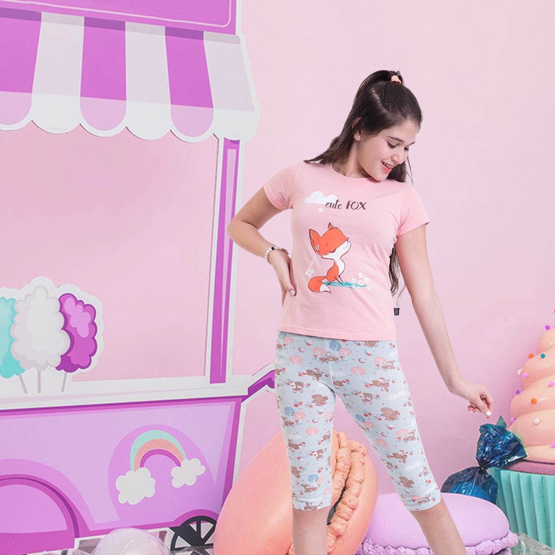 cute fox بيجاما بناتي بنتاكور