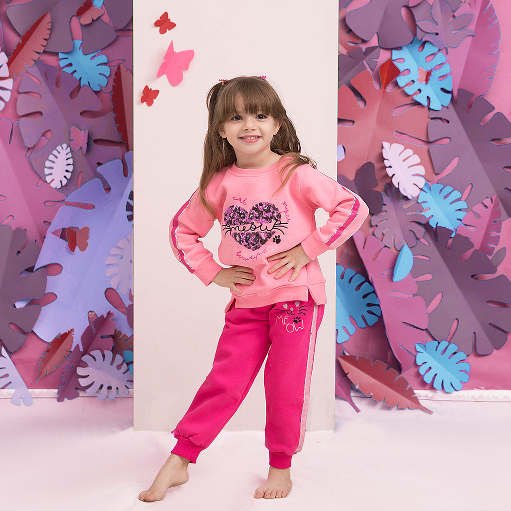 MEOW girls pajamas heart