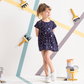 Half sleeve girls' dress with stars print