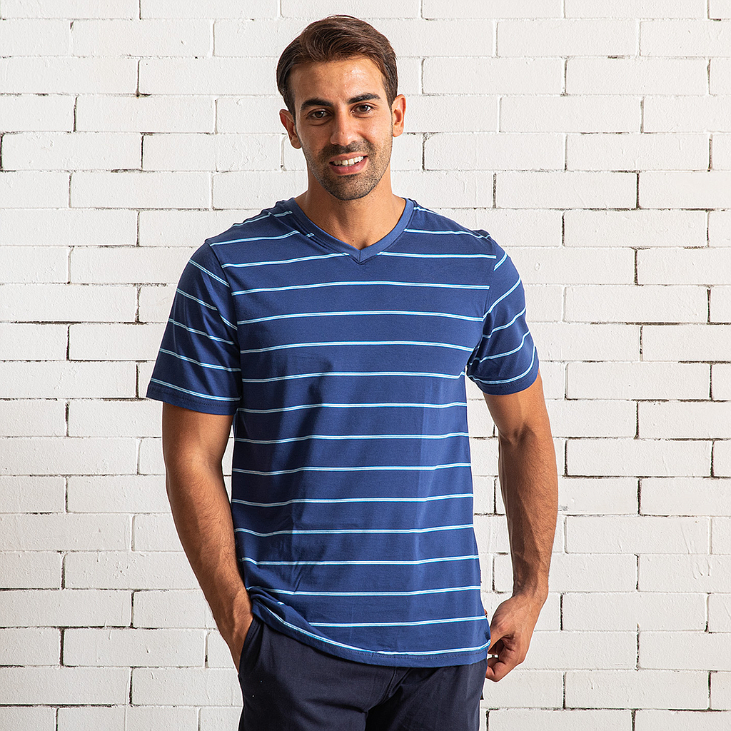 V striped men's T-shirt