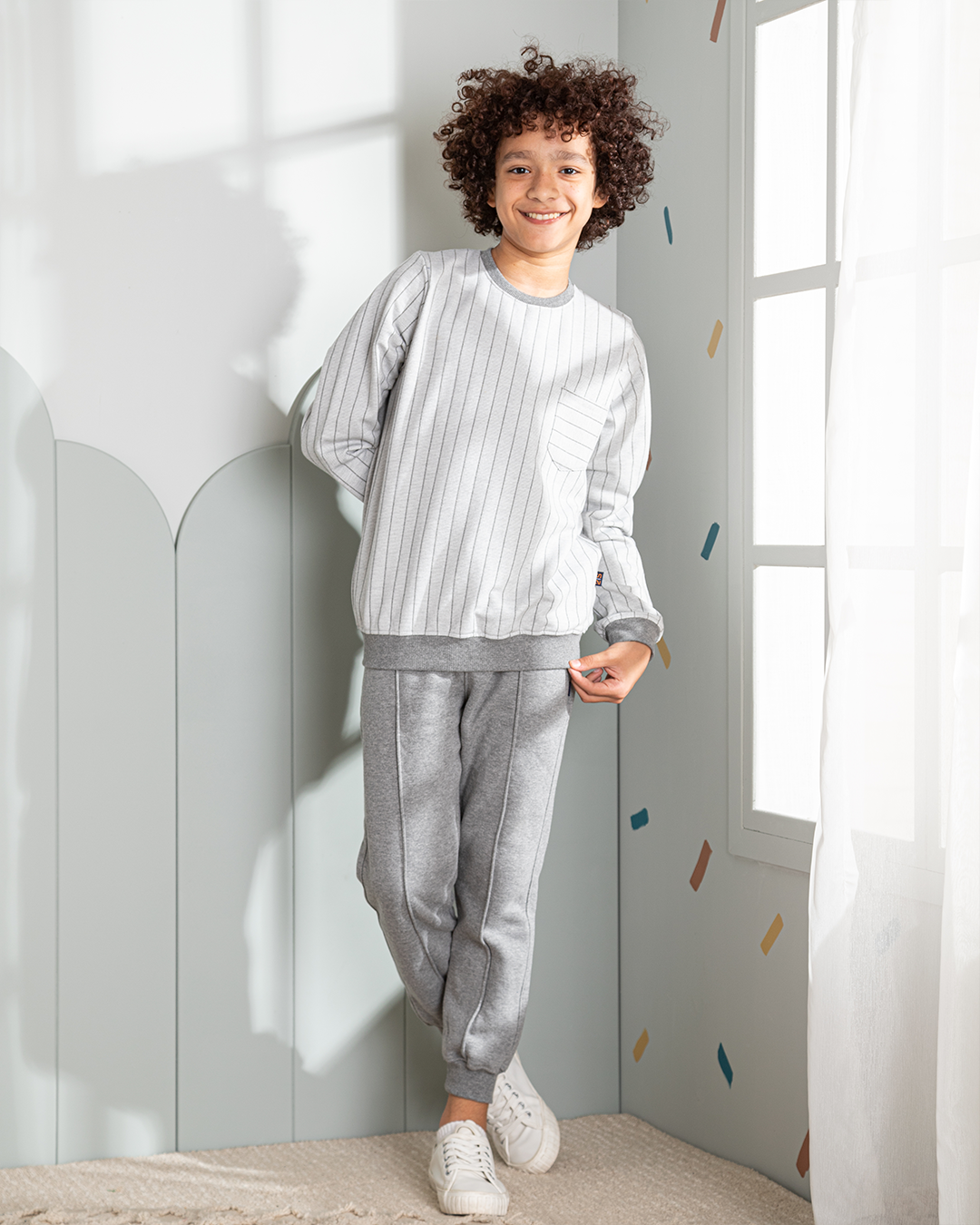 Boys' junior Milton jacquard pajamas * Milton plain