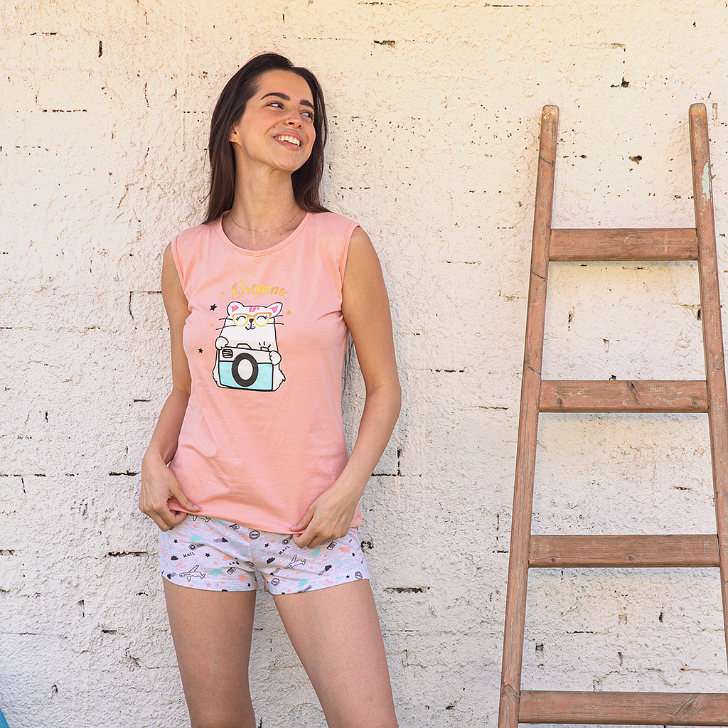 DREAM بيجاما كات شورت كاميراوقطة