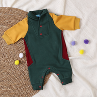 Basic collar jumpsuit olive x yellow