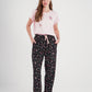 black floralبيجاما حريمي بنطلون مطبوع مودال