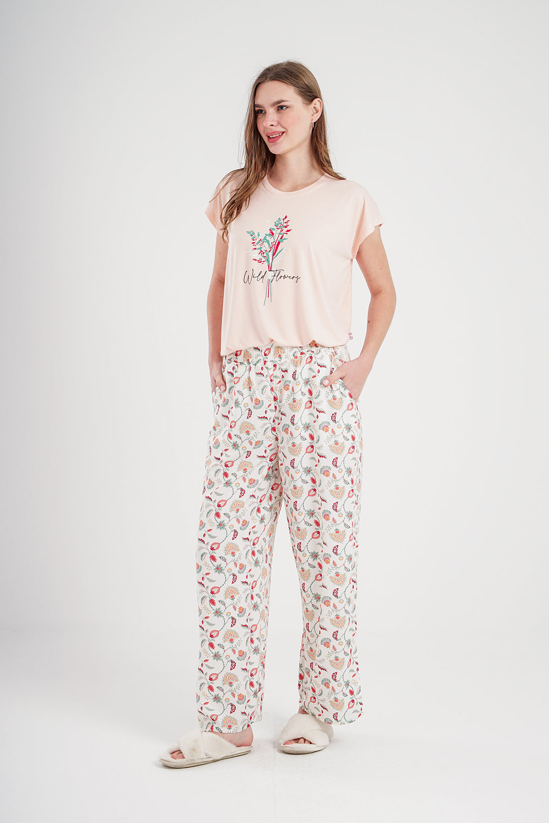 Wild Flowers women's pajamas with printed viscose pants
