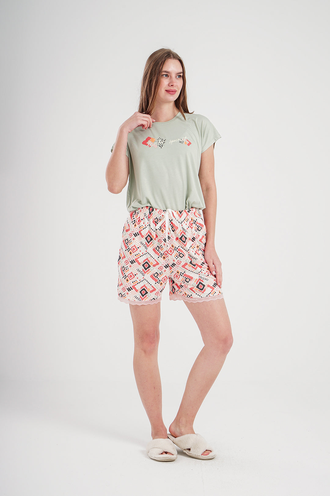 Abstract viscose shorts women's pajamas