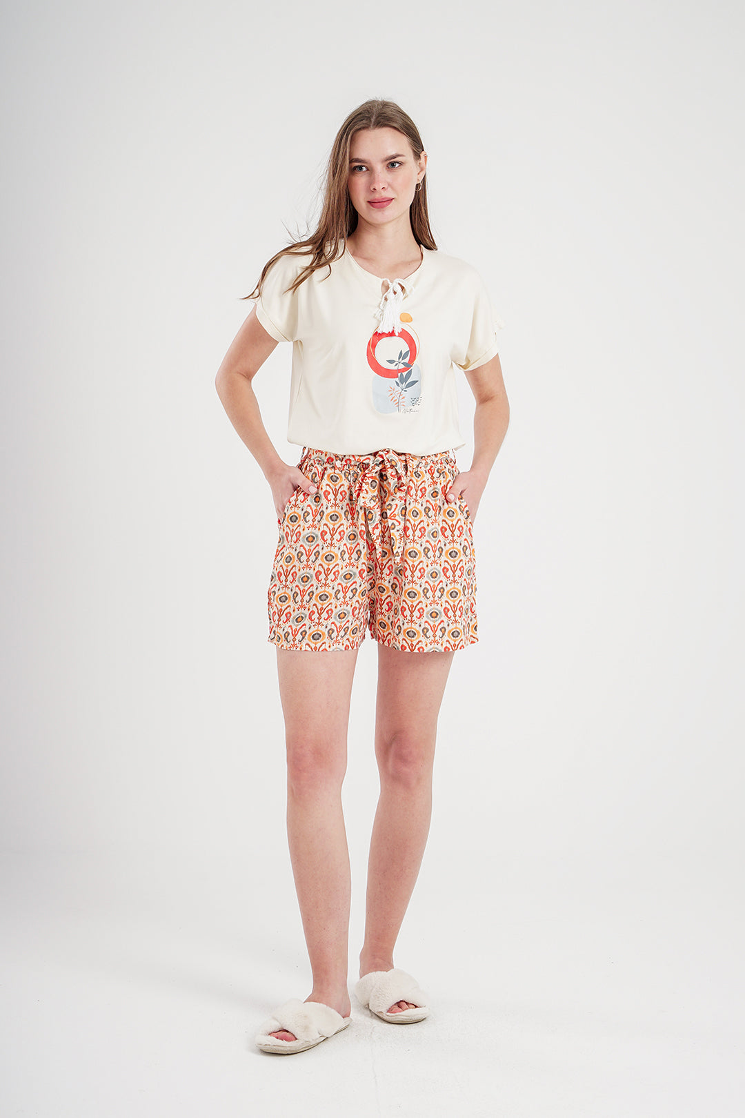 Plain viscose pajamas for women * printed