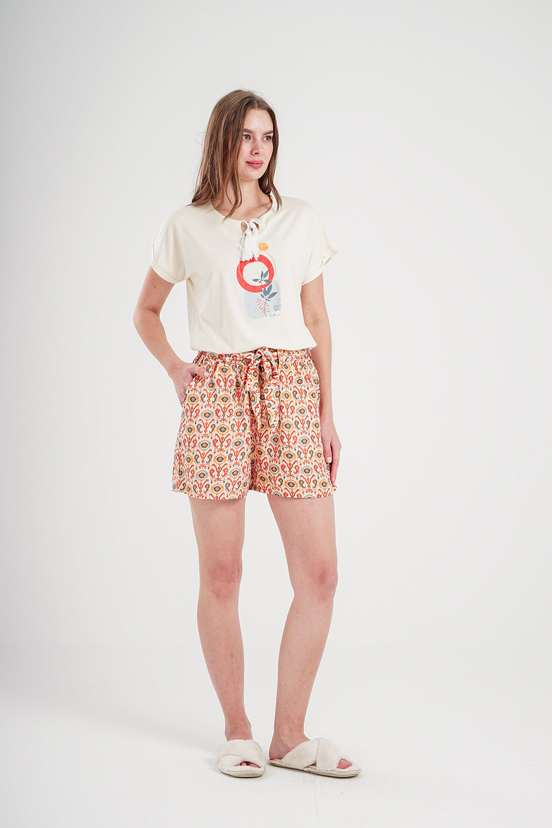 Plain viscose pajamas for women * printed