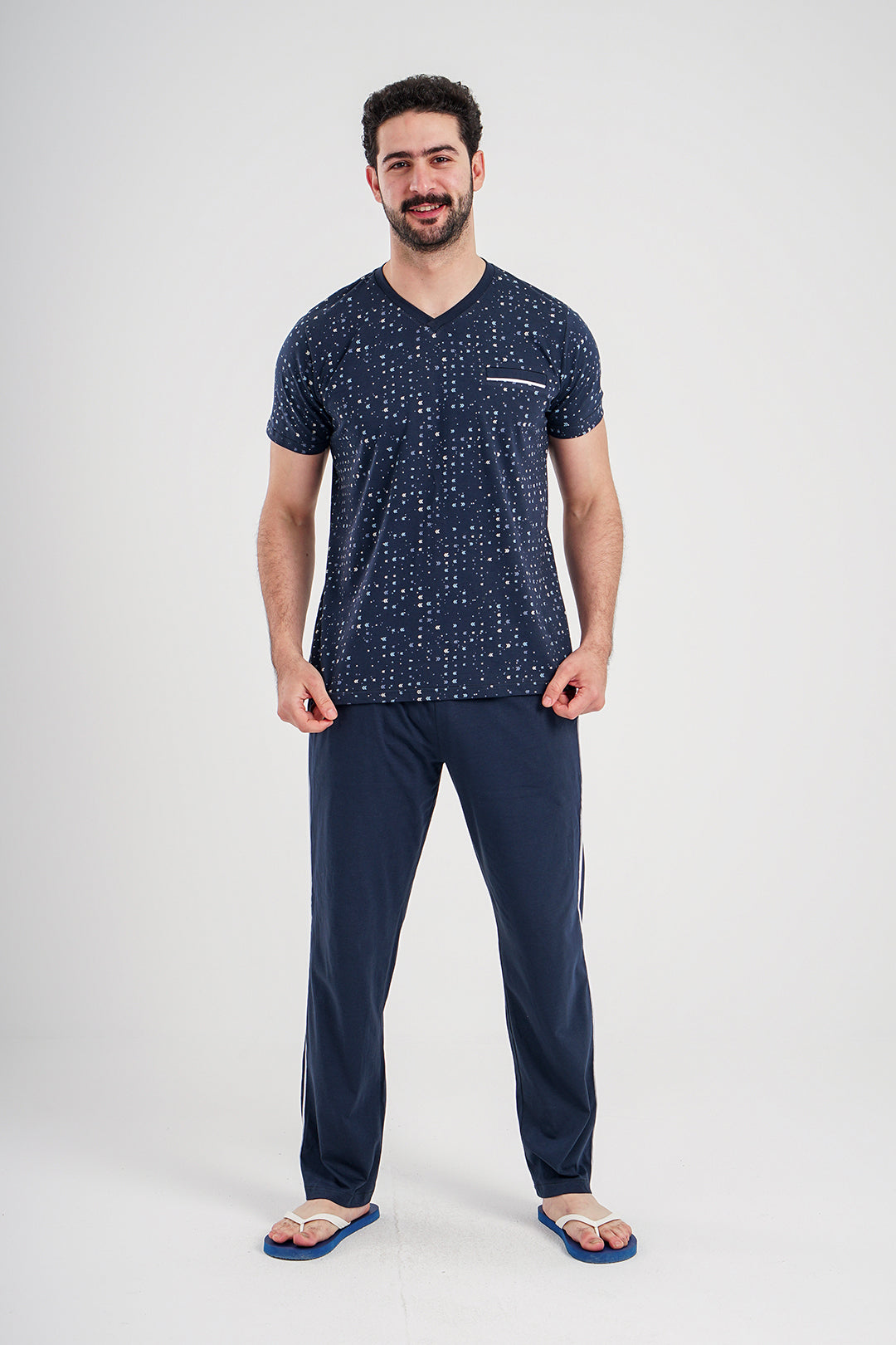 بيجاما رجالي تيشرت مطبوع*بنطلون سادة