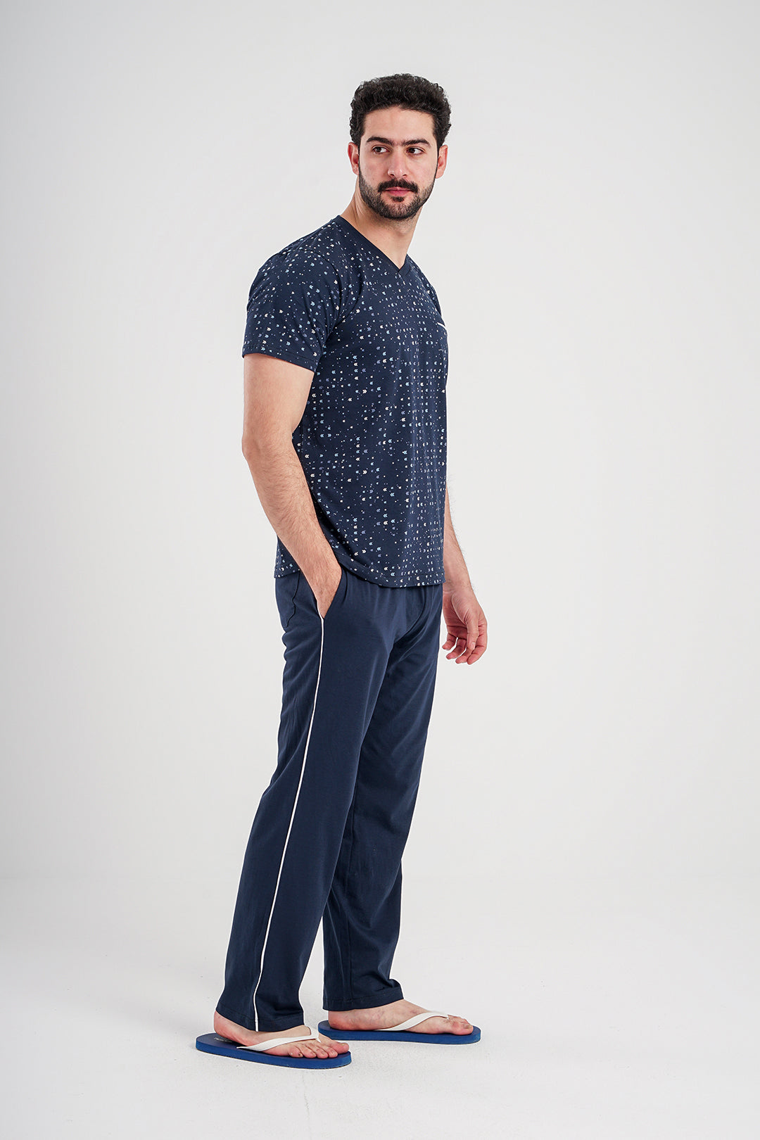 بيجاما رجالي تيشرت مطبوع*بنطلون سادة