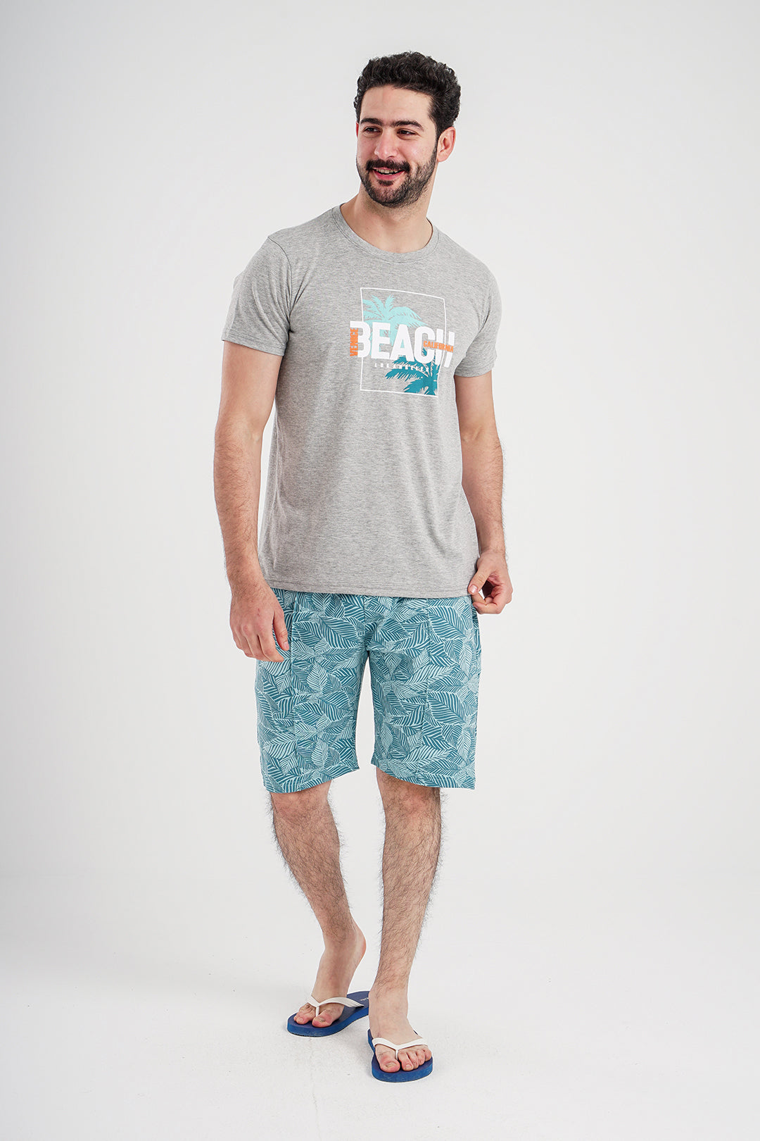 beach men's pajamas printed shorts