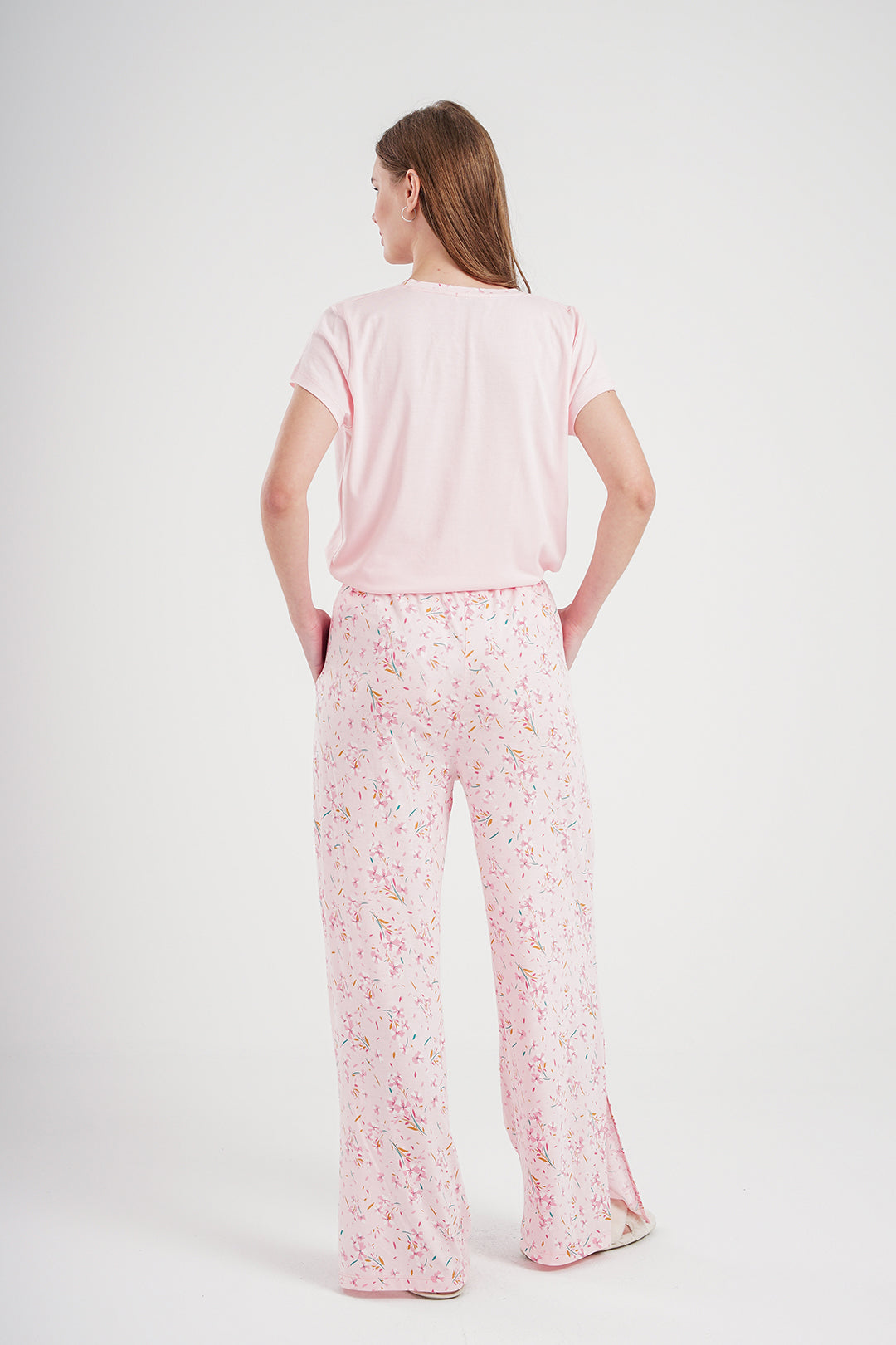 بيجاما حريمي بنطلون مودال مطبوع ورد