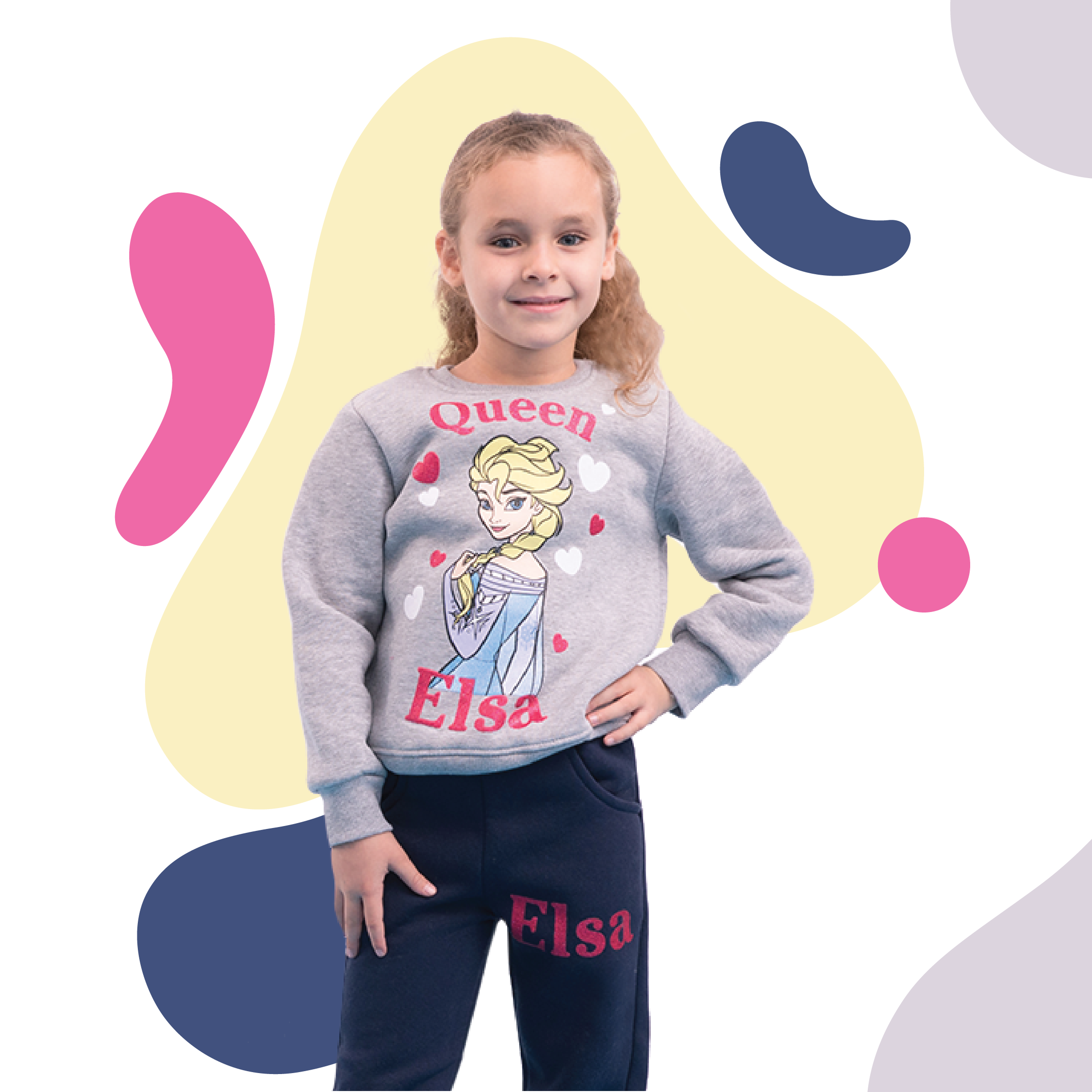 Queen Elsa girls' pajamas with hearts