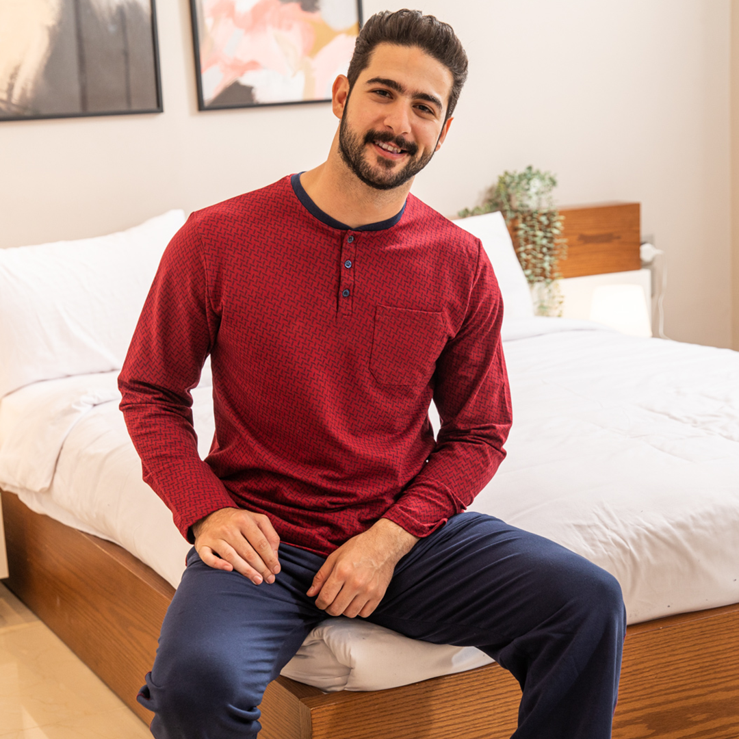 Labyrinth print men's pajamas