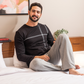 Men's black rhubarb plain pajamas