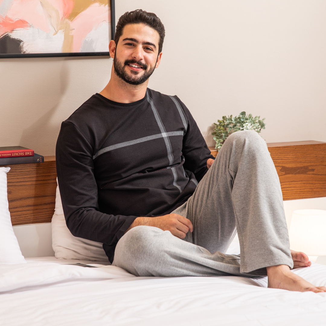 Men's black rhubarb plain pajamas