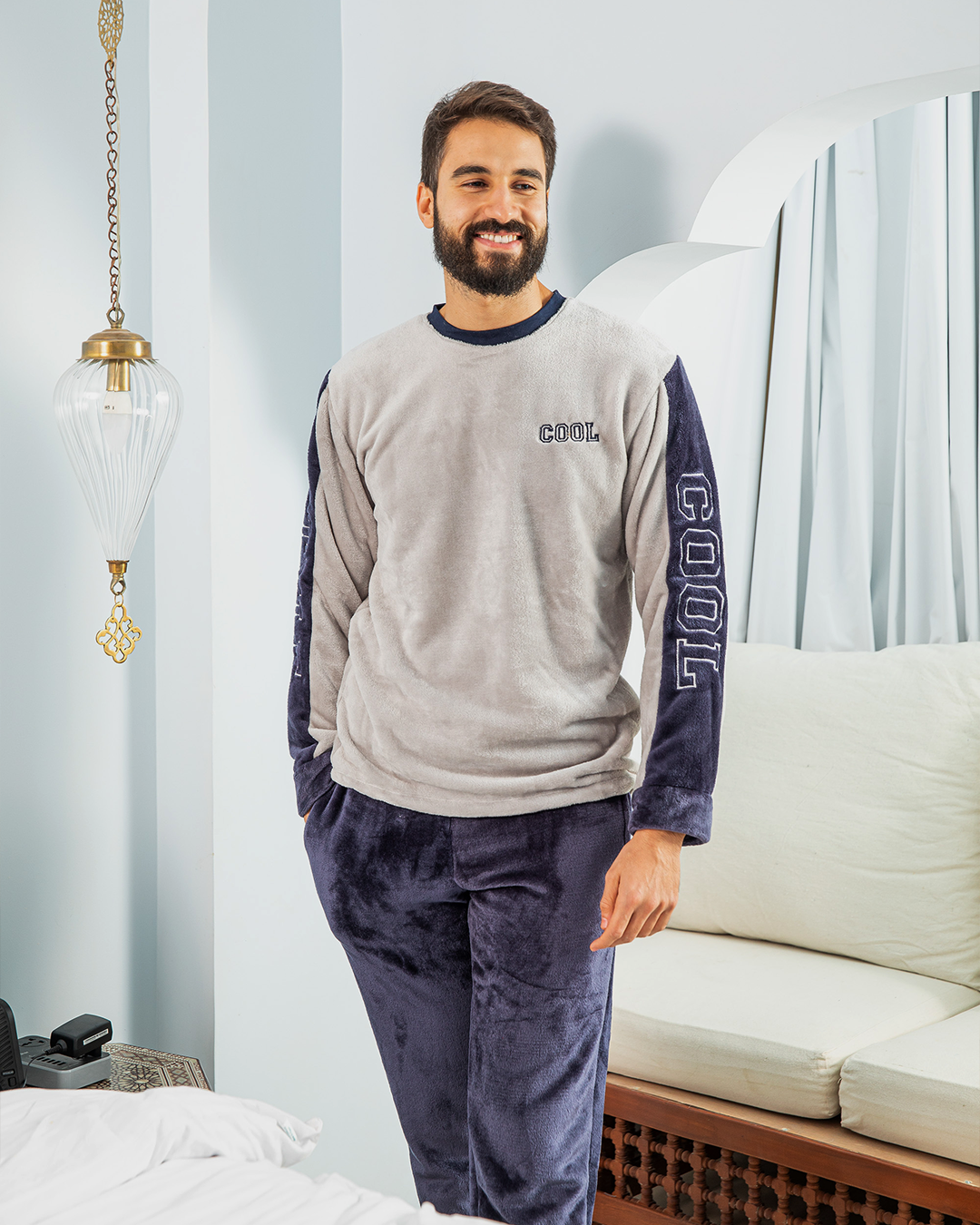 cool بيجامه رجالي راوند بولار مطرز