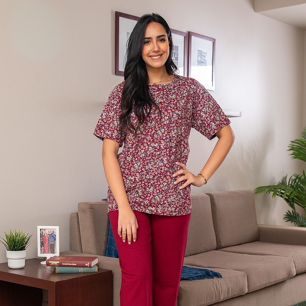 بيجاما حريمي مشجره بنطلون ساده