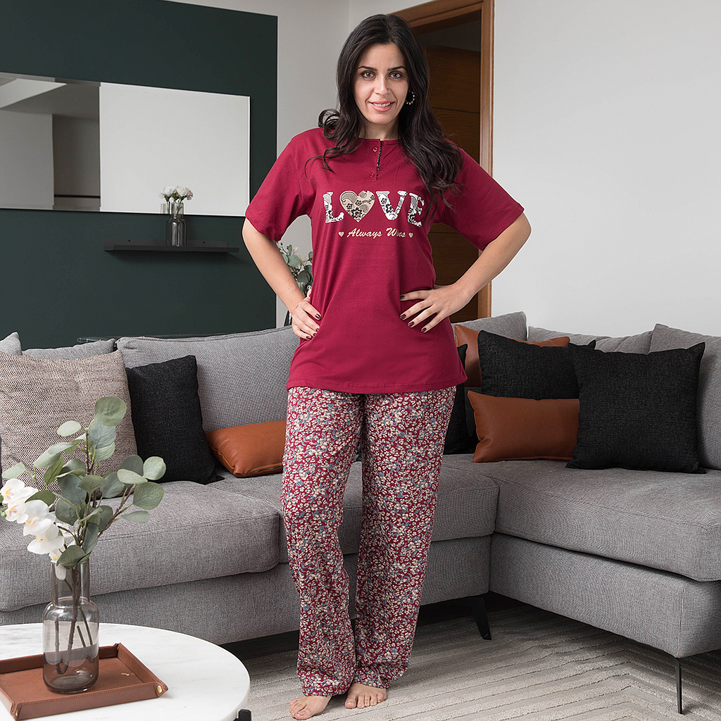 love بيجاما بنطلون نص كم