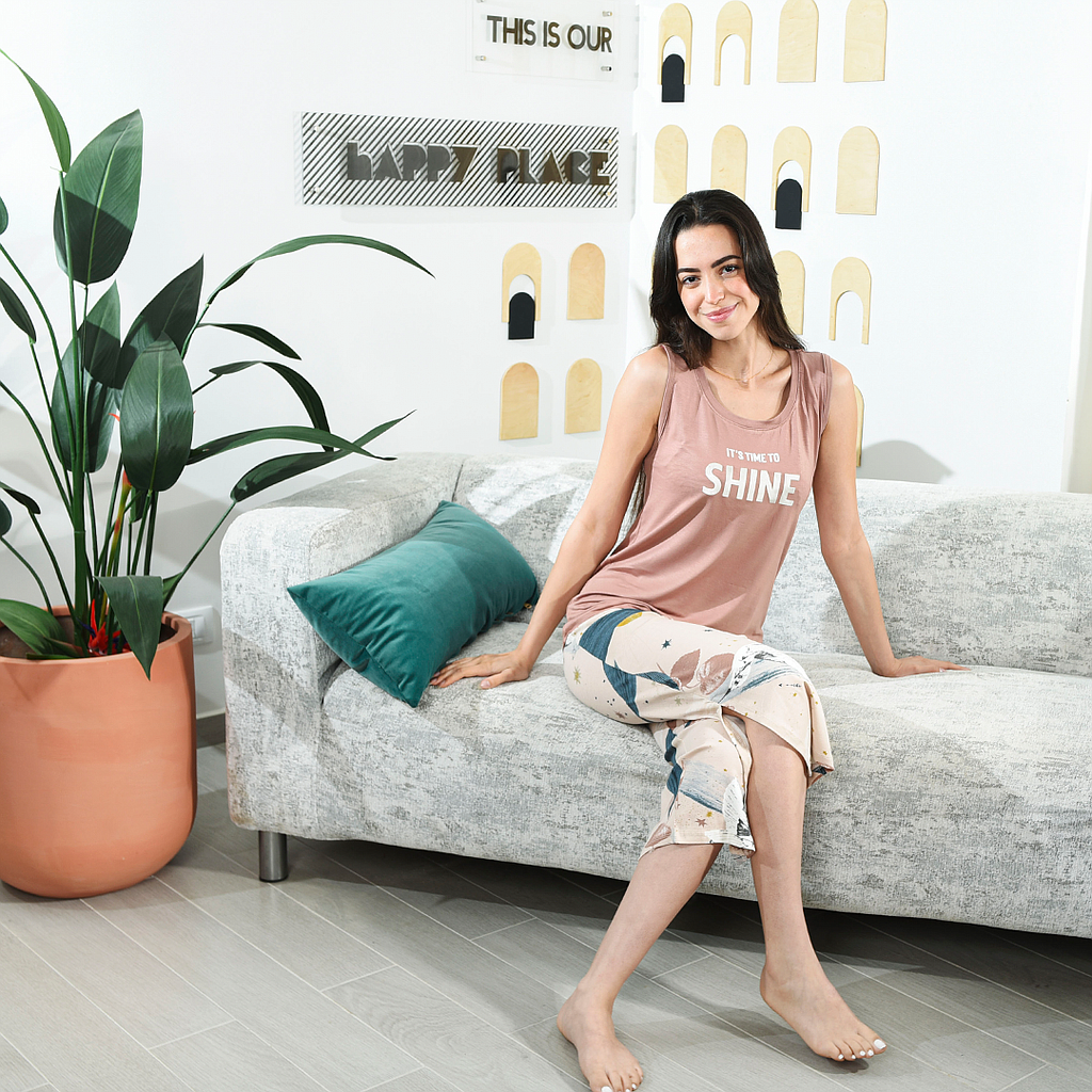 shine بيجاما حريمي كات بنتاكور مشجر