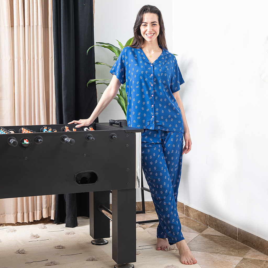 بيجاما كلاسيك سنابل نص كم حريمى