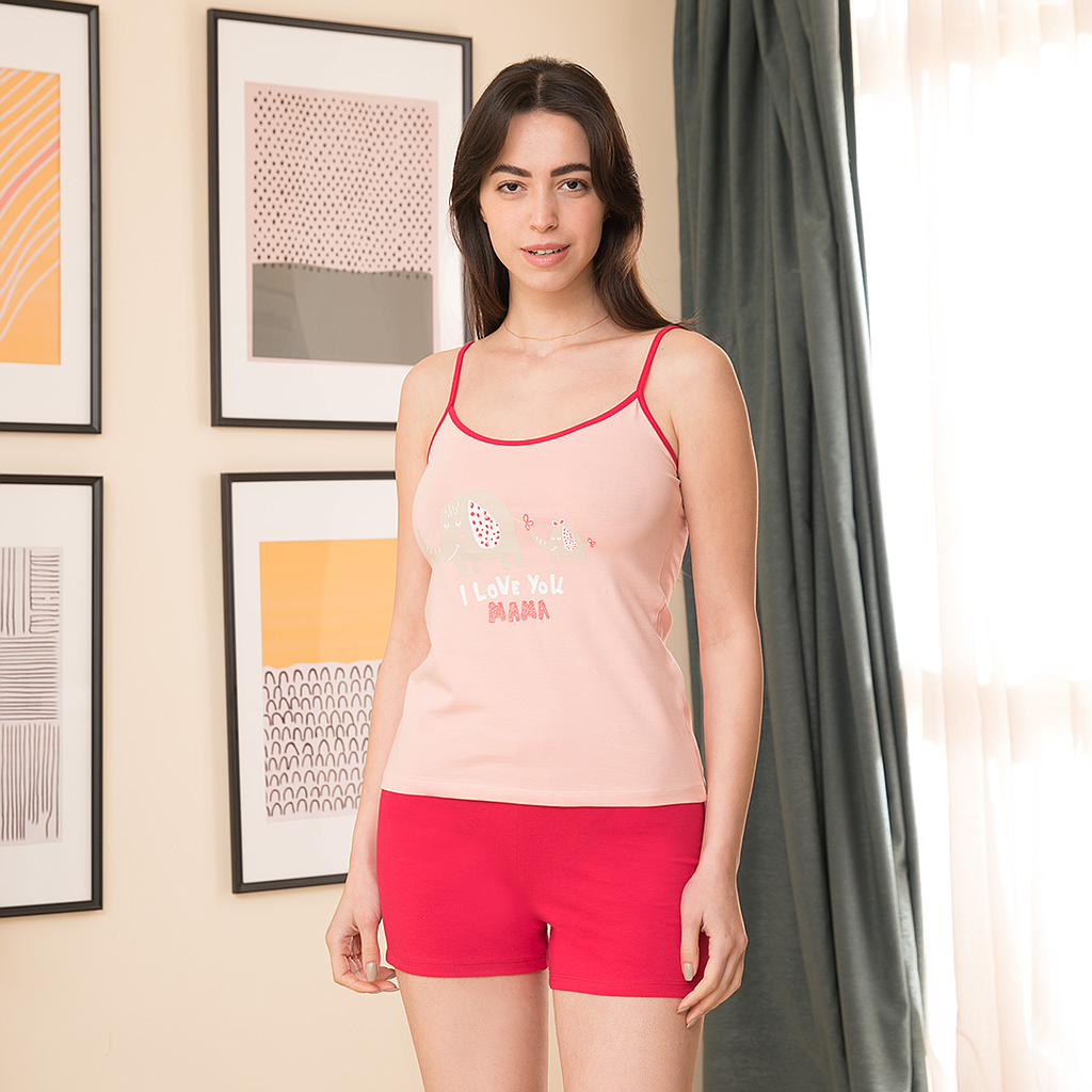 ILOVE YOU MAMAبيجاما شورت حمالة