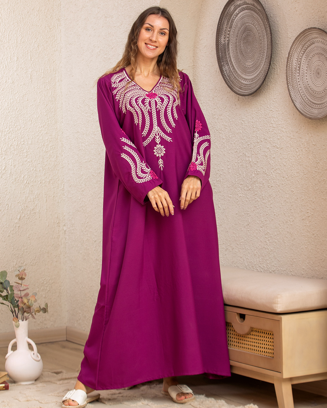 قميص كتان ساده مطرز 3