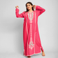 Embroidered linen abaya
