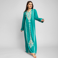 Embroidered linen abaya