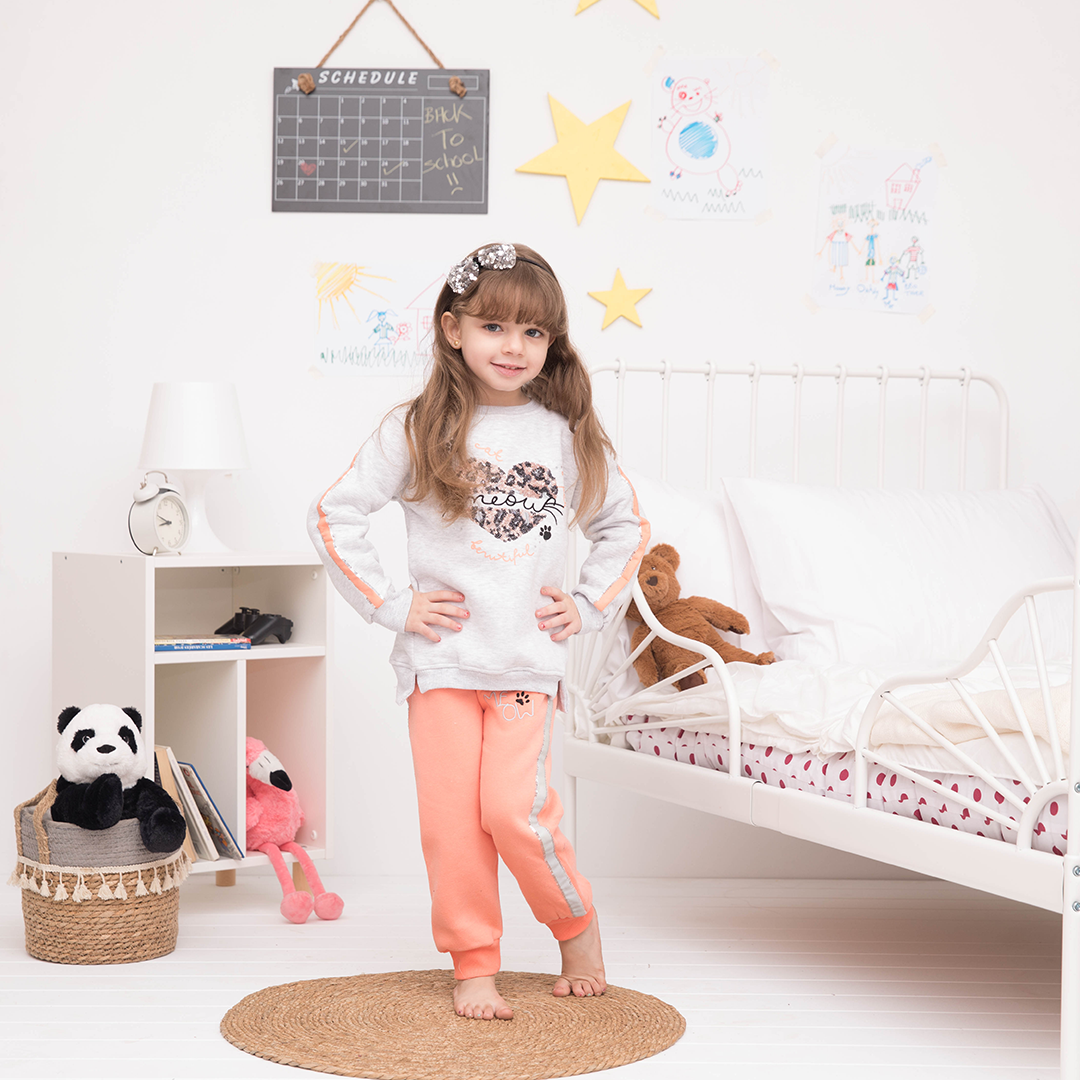 MEOW girls pajamas heart