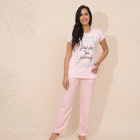 Half sleeve pajamas, square striped print