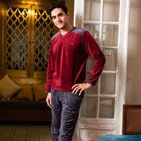 V pajamas for men, velvet, plain