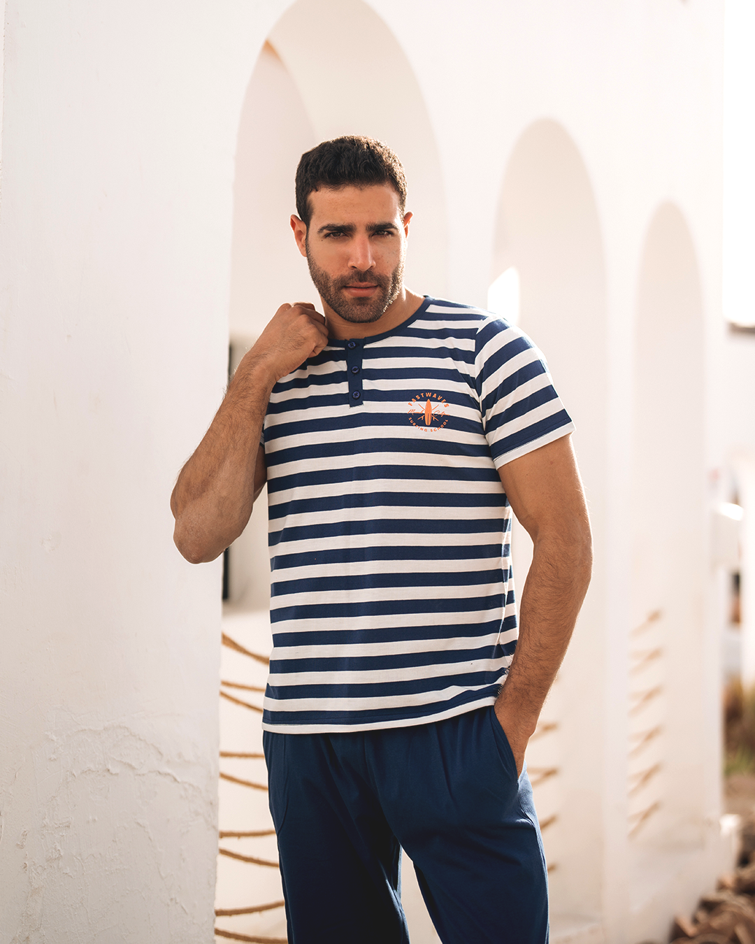 Fast waves men's striped pajamas