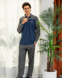 PLAYIAPC بيجامه رجالي ياقه بزراير