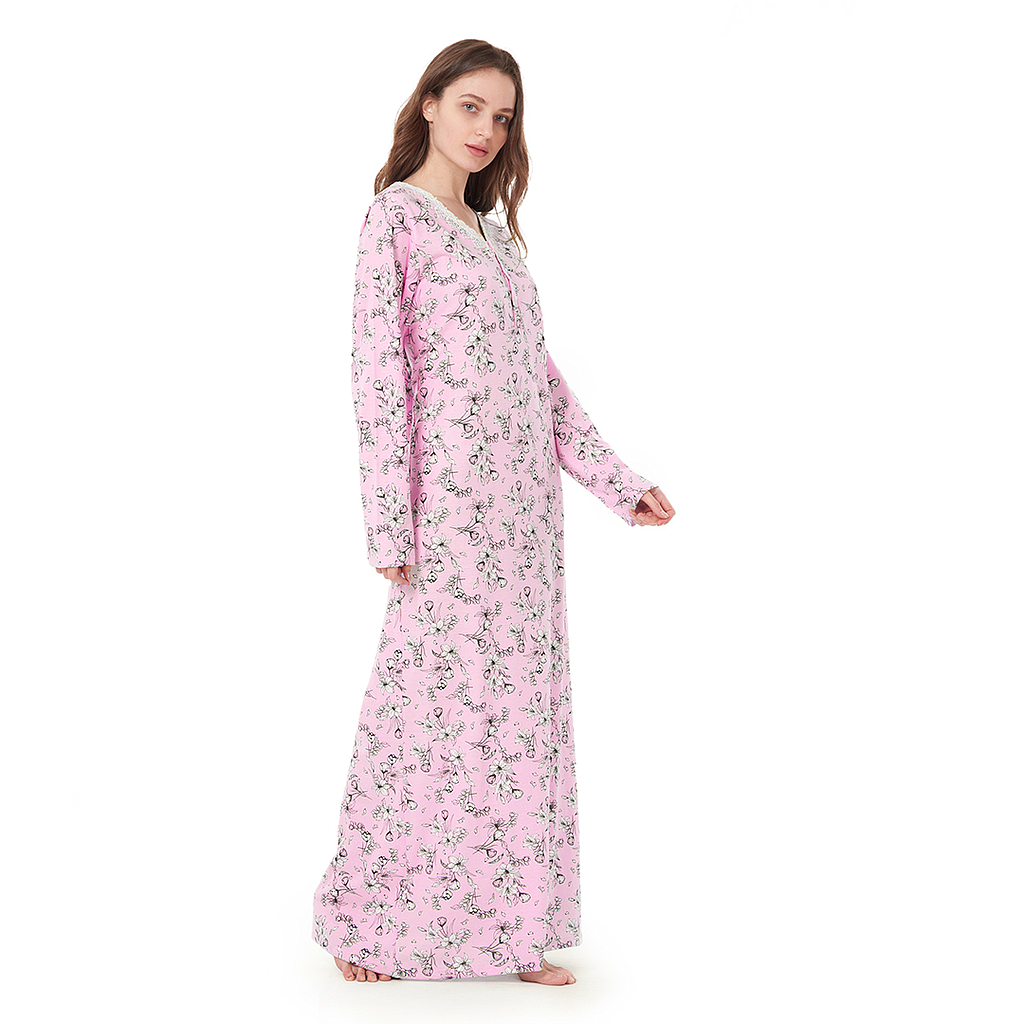 Buttoned floral printed V-sleeved shirt