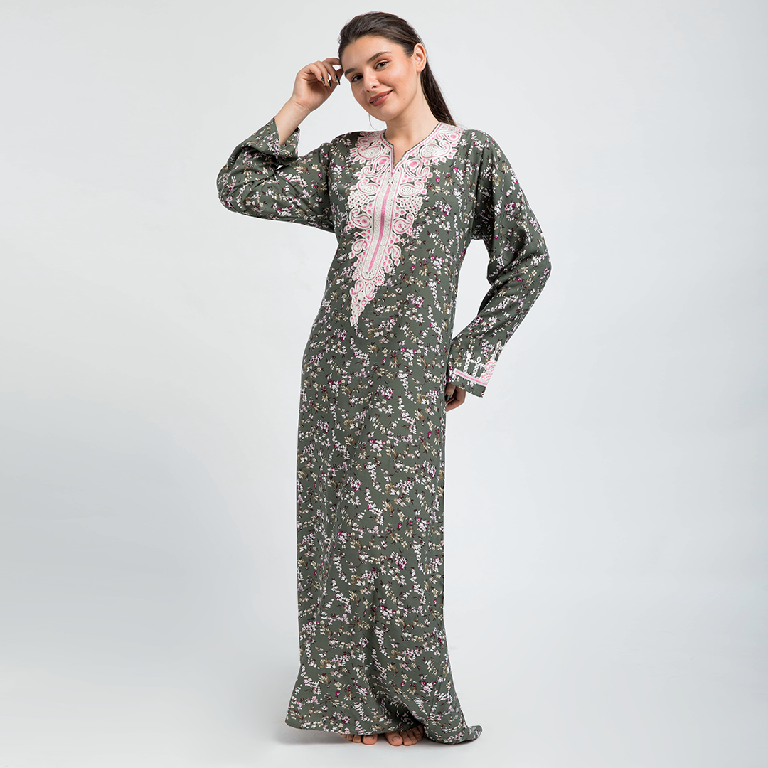 قميص فسكوز بكم 2 مشجر مطرز - 2segypt