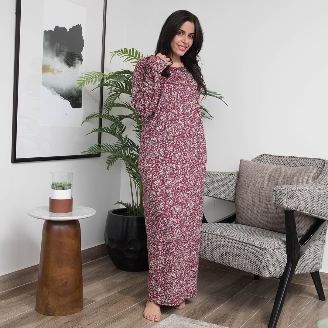 عبايه بكم مشجر حريمي قطن