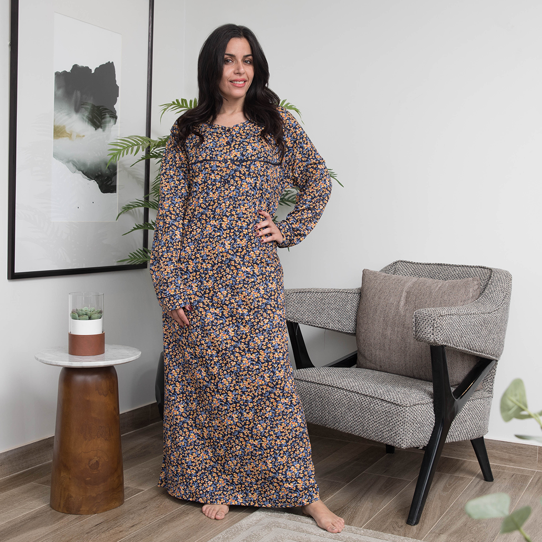 Abaya, sleeved, wooded, cotton, for women