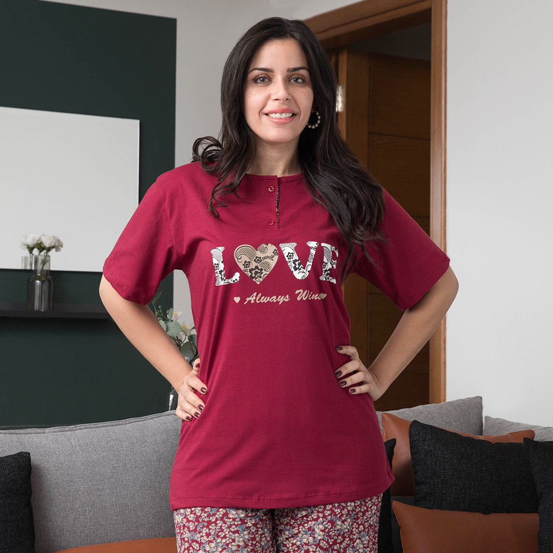 love بيجاما بنطلون نص كم