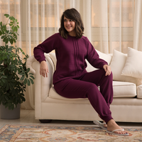 Melton pajamas with ruffles on the chest