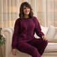Melton pajamas with ruffles on the chest