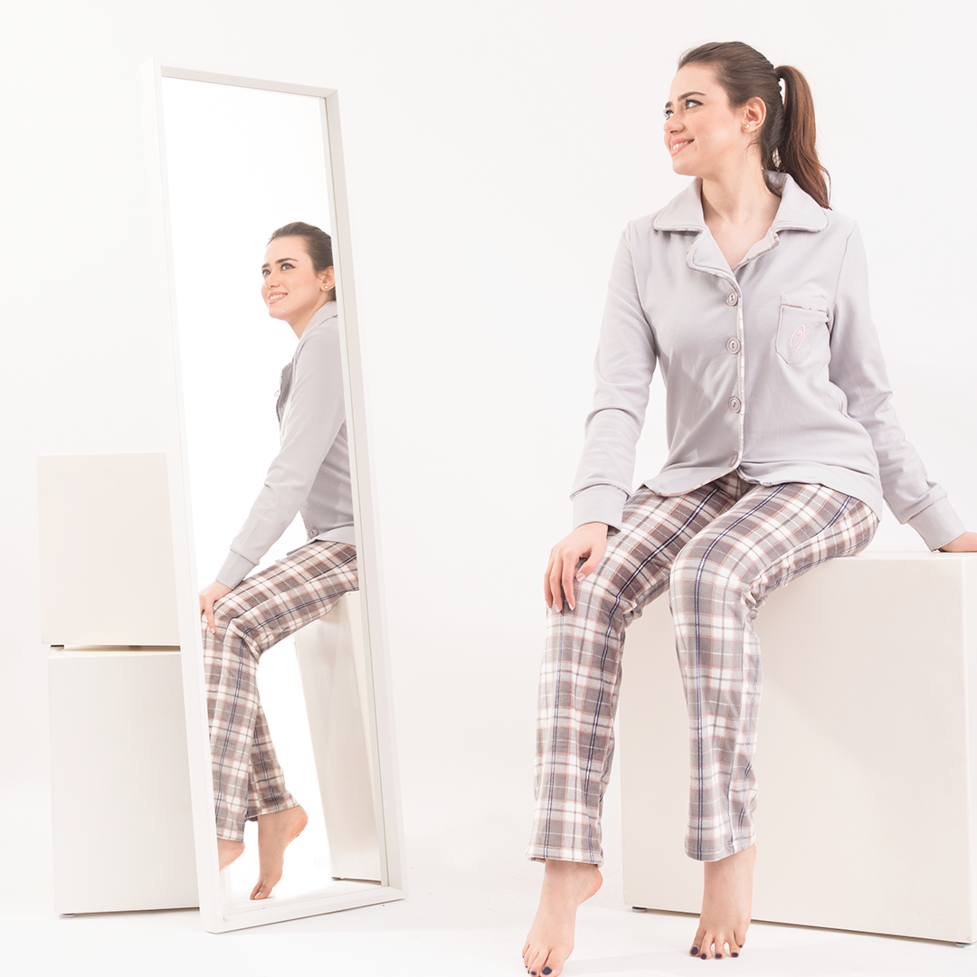 بيجاما حريمي بنطلون كاروهات