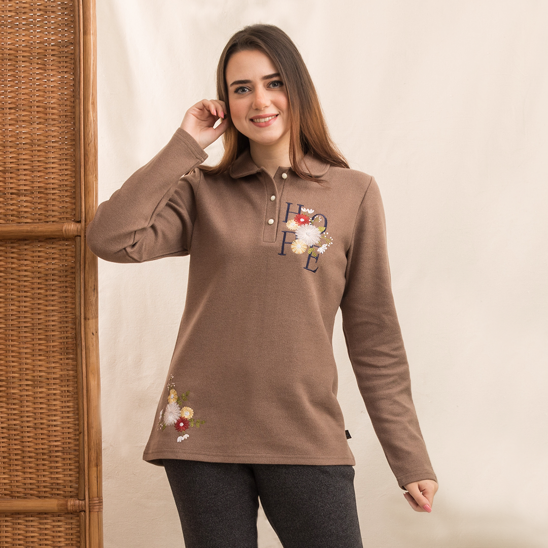 Hope بيجاما كشمير مطرزه ورد