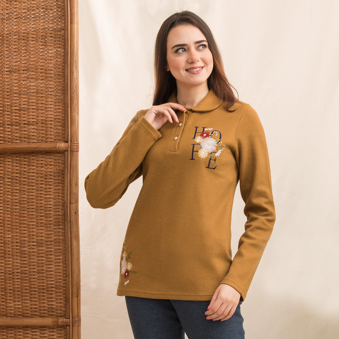 Hope بيجاما كشمير مطرزه ورد