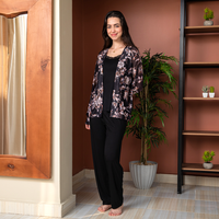 Pajamas, half sleeves, 3 s, embossed with roses