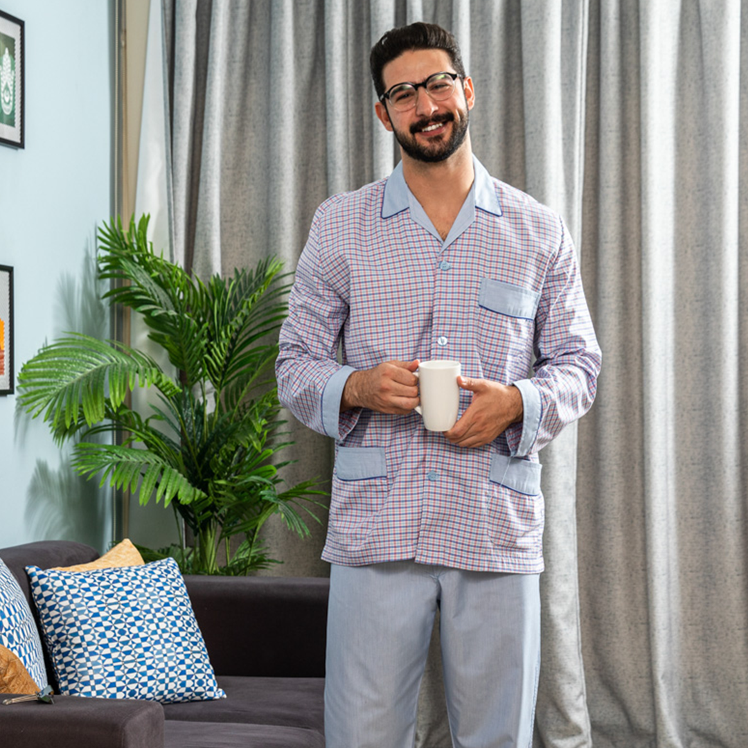 بيجاما رجالي كلاسيك كاروهات بكوله