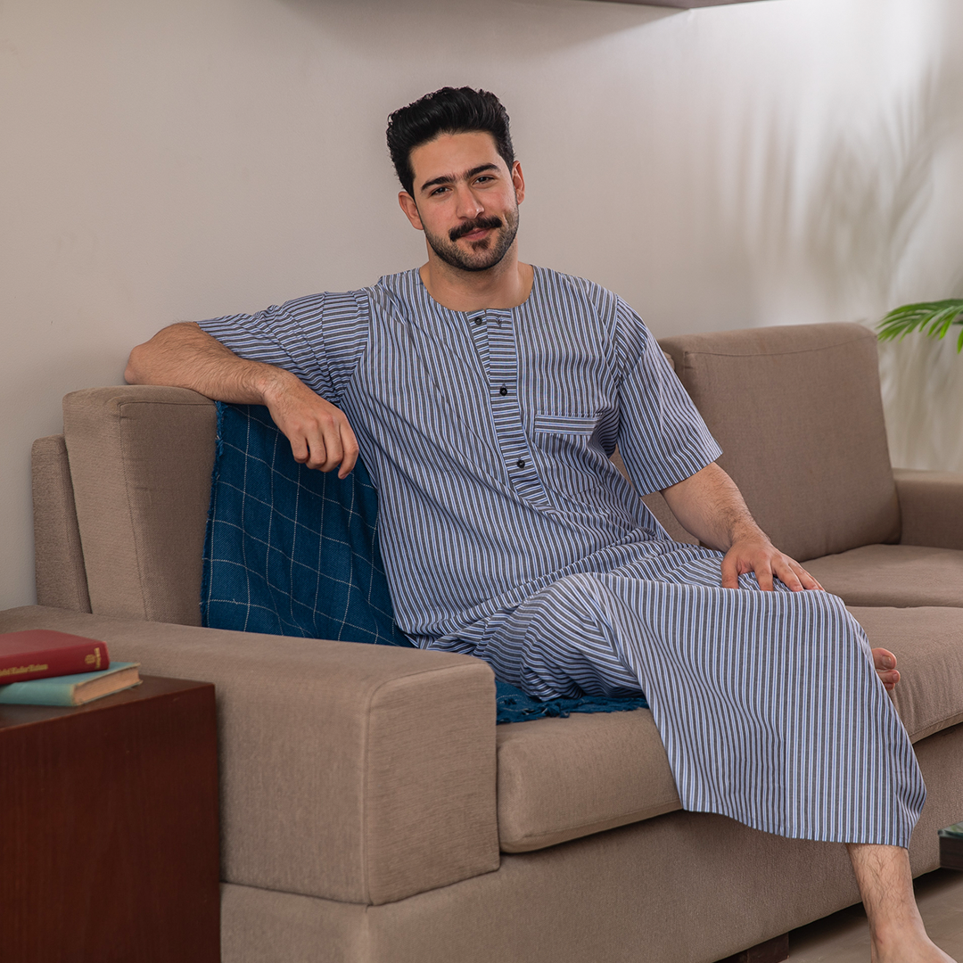 جلابيه رجالي مقلم قطن